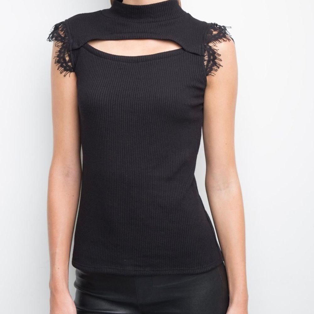Generation Love Sexy Black  Lace cut out top Tank M